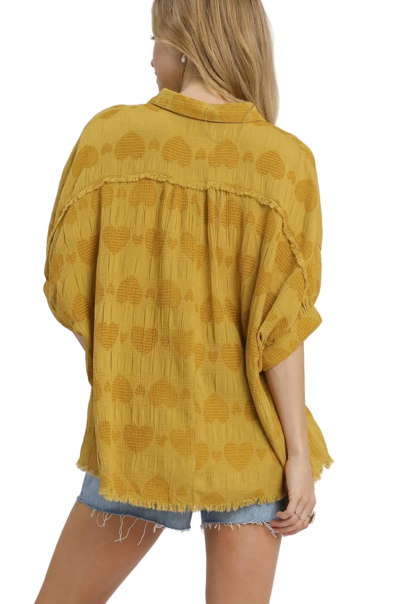 Jacquard Heart Collared Shirt