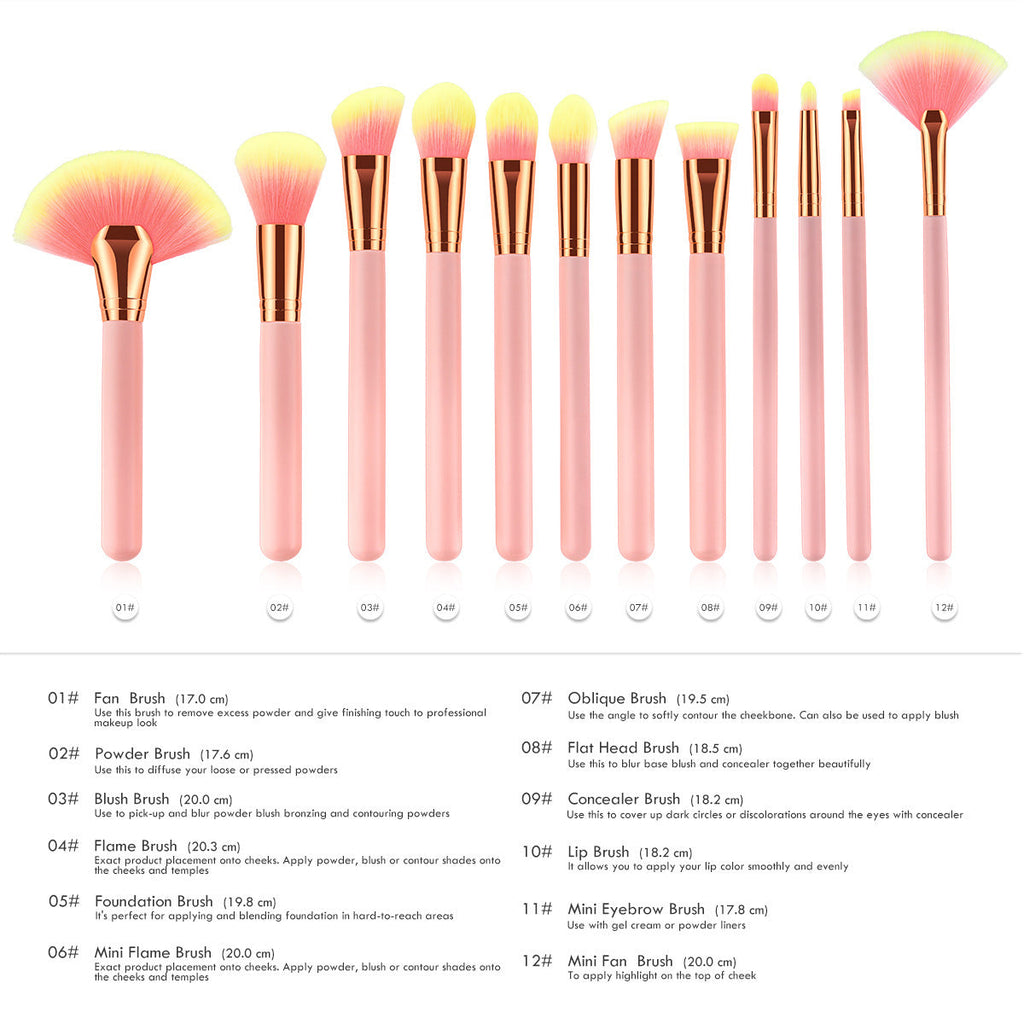 12pcs beauty makeup brushes