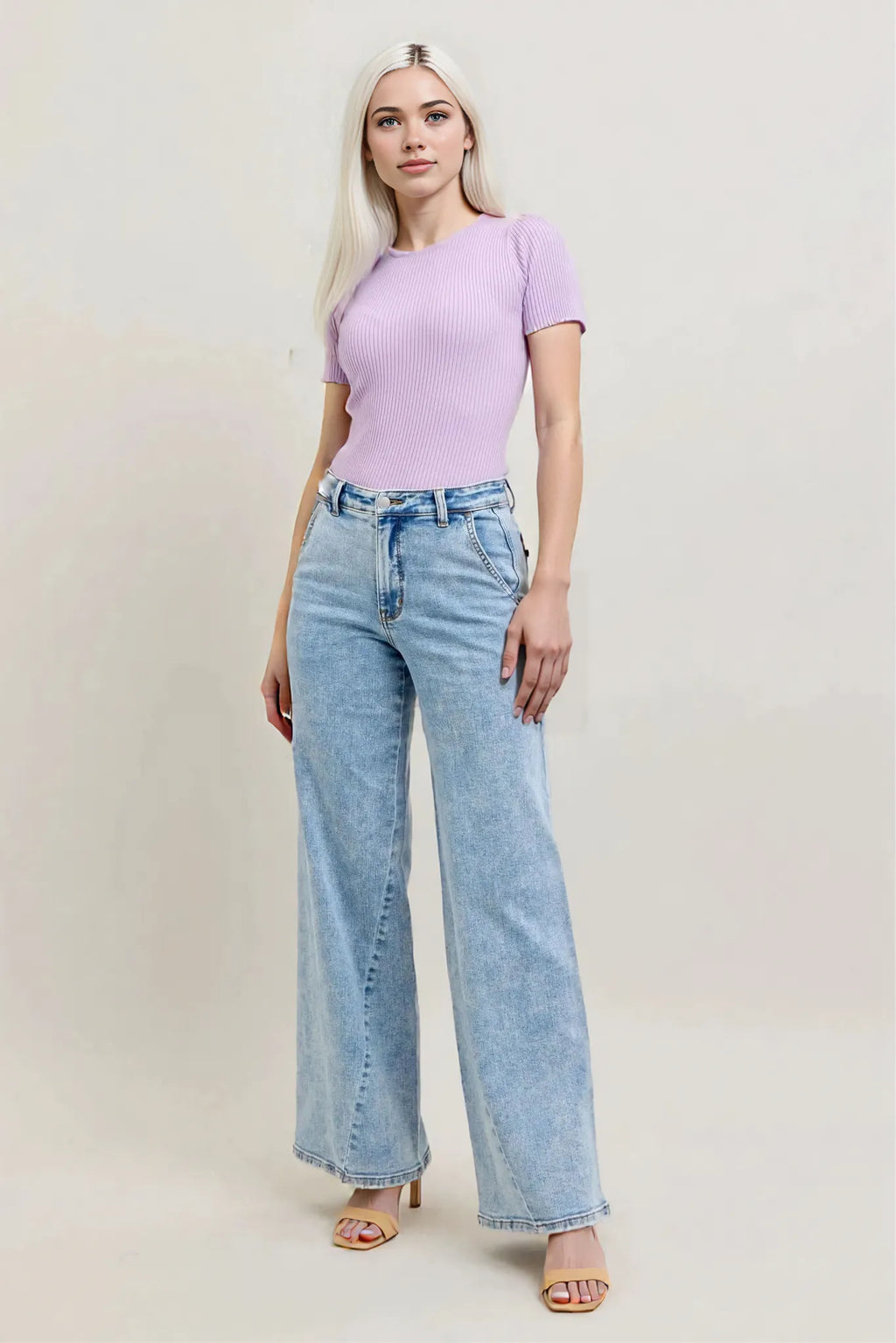 Judy Blue Full Size High Waist Wide Leg Jeans with Skewed Inseam