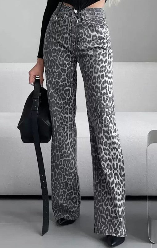 Leopard print high waist pants