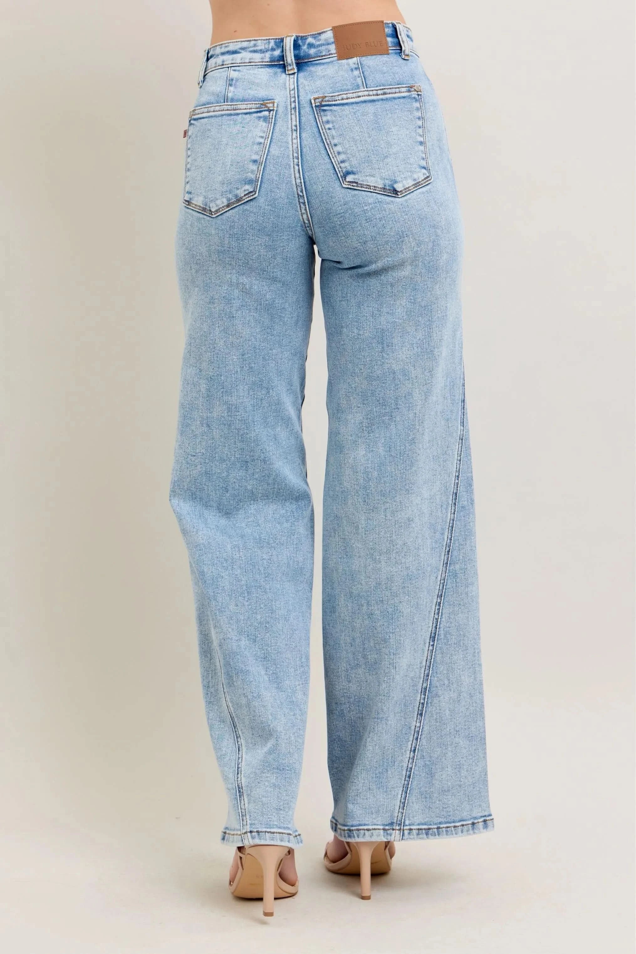 Judy Blue Full Size High Waist Wide Leg Jeans with Skewed Inseam