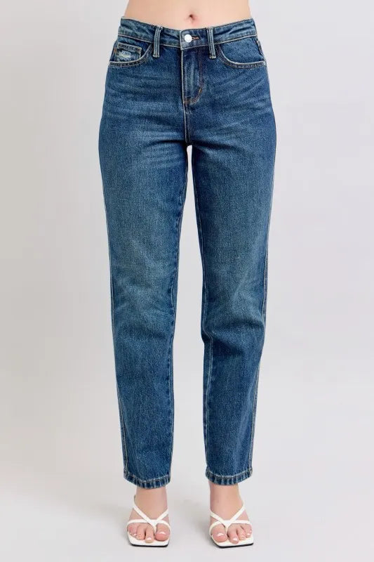 Judy Blue Full Size High Waisted Rigid Magic Non-destroy Straight Leg Jeans