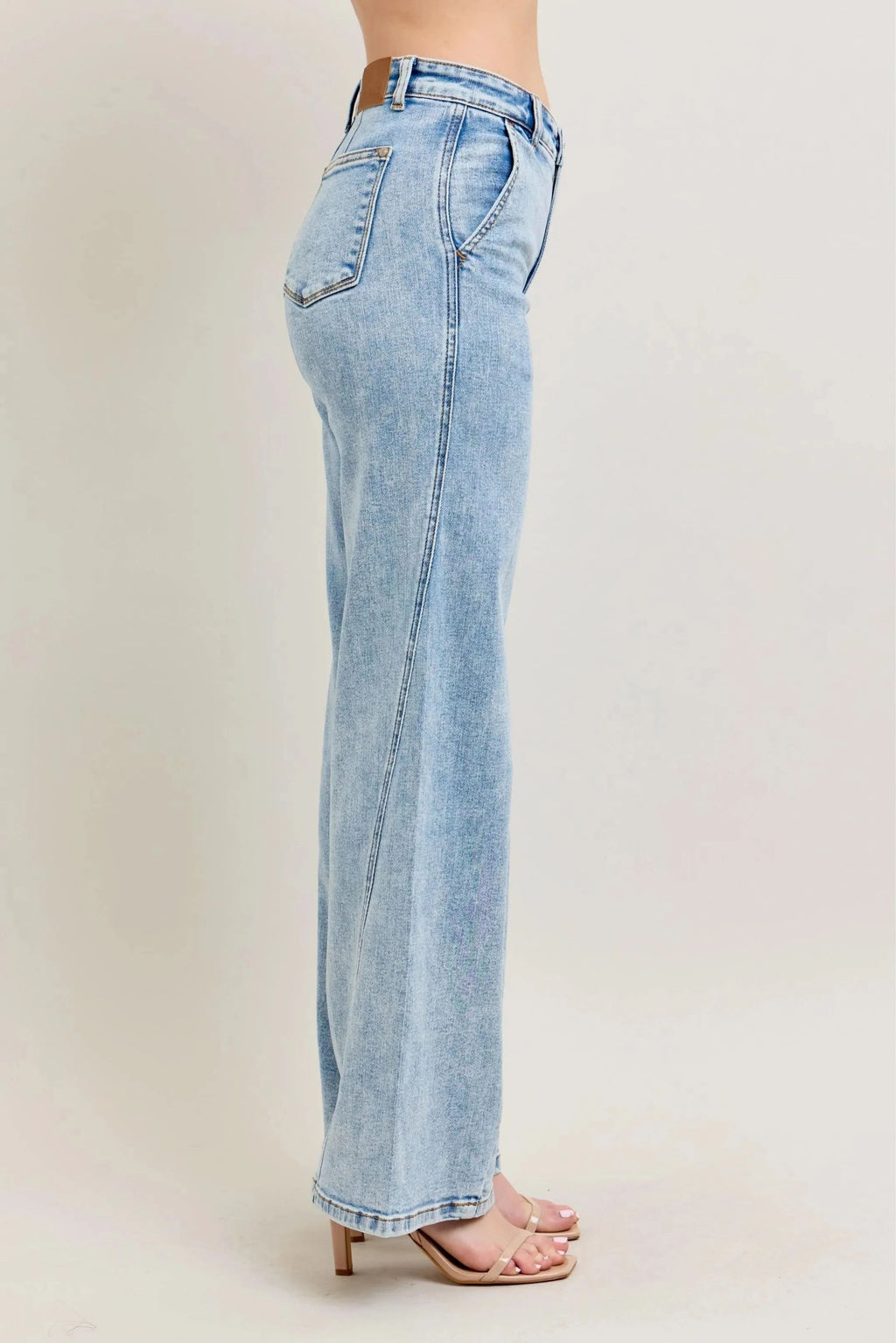 Judy Blue Full Size High Waist Wide Leg Jeans with Skewed Inseam
