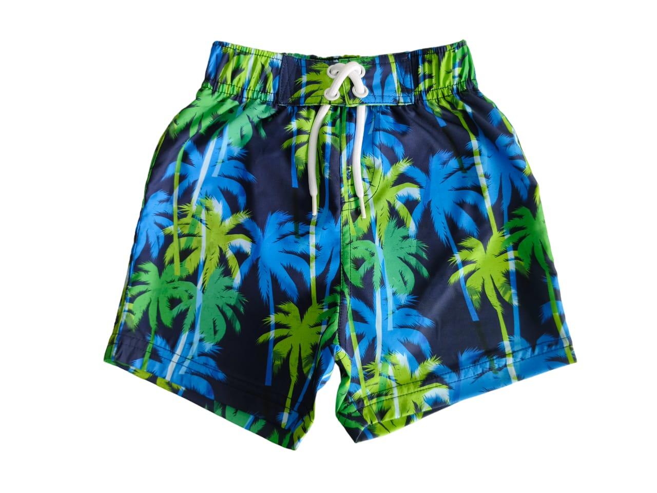 Kids Swim Board Shorts - Drippy Tropical Palms