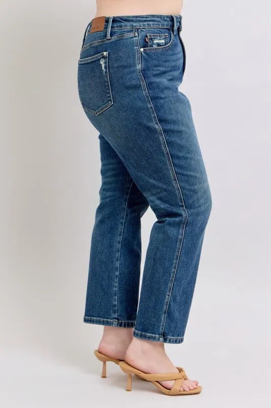 Judy Blue Full Size High Waisted Rigid Magic Non-destroy Straight Leg Jeans