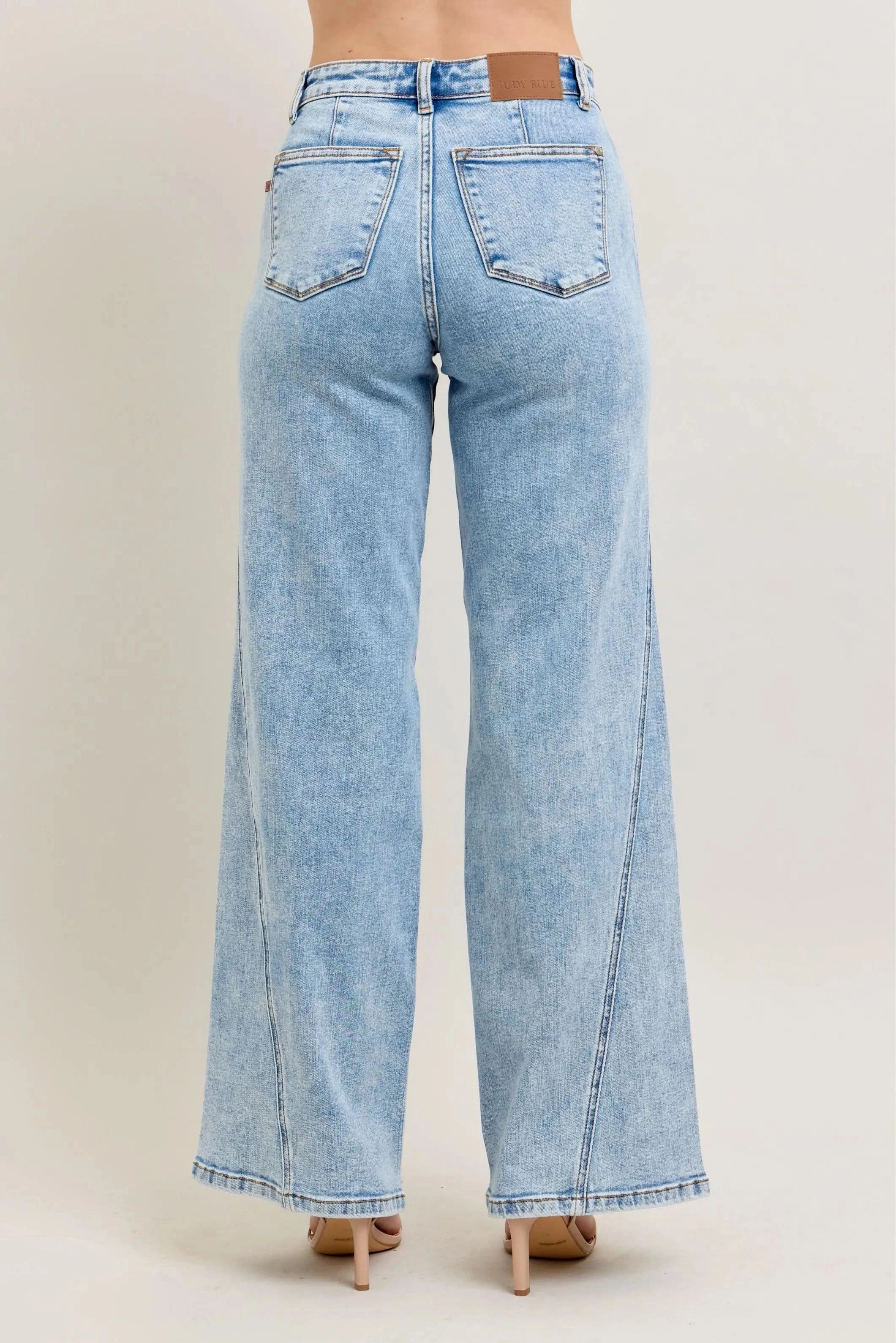 Judy Blue Full Size High Waist Wide Leg Jeans with Skewed Inseam