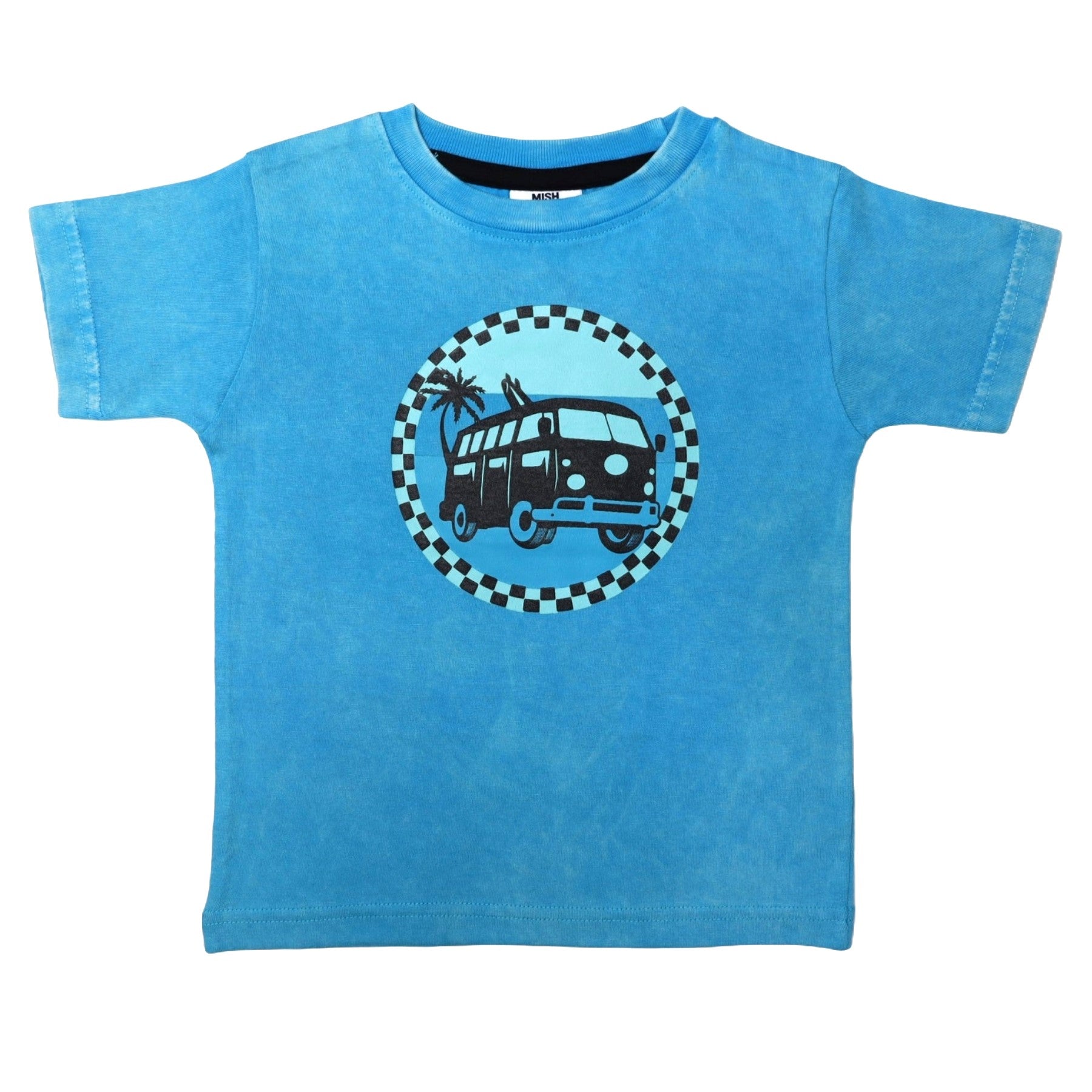 Kids Short Sleeve Enzyme Tee - Checkered Surf Van