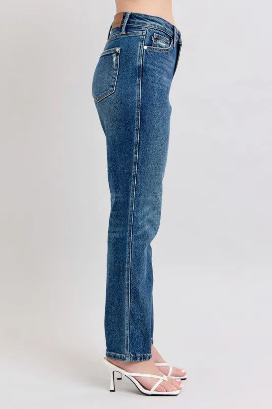 Judy Blue Full Size High Waisted Rigid Magic Non-destroy Straight Leg Jeans