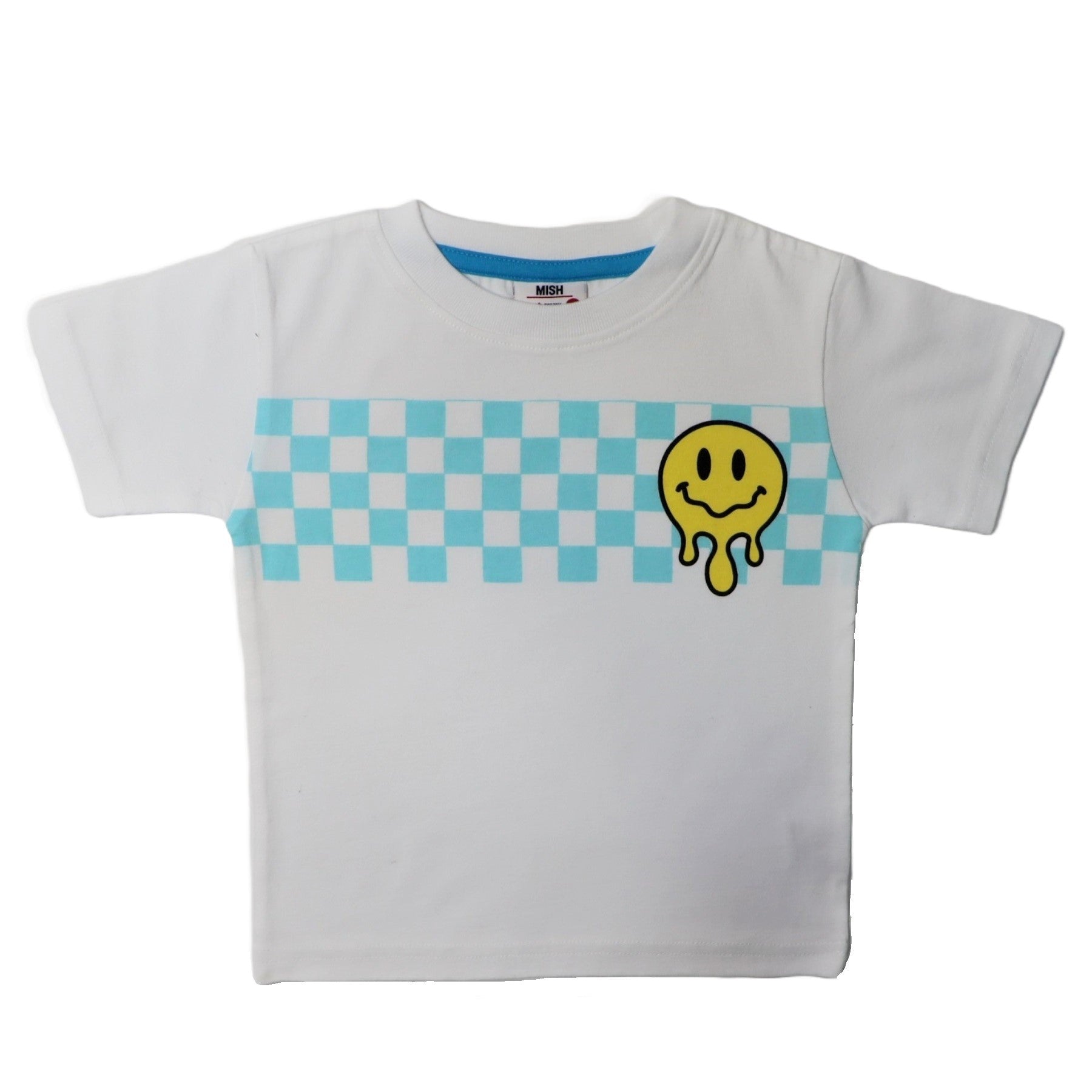 Kids Short Sleeve Tee - Checkered Drippy Smile