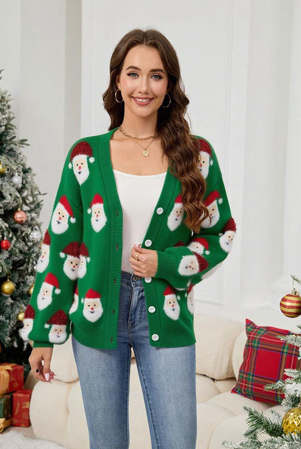 Casual Santa Claus Jacquard Cardigan Sweater | NCS