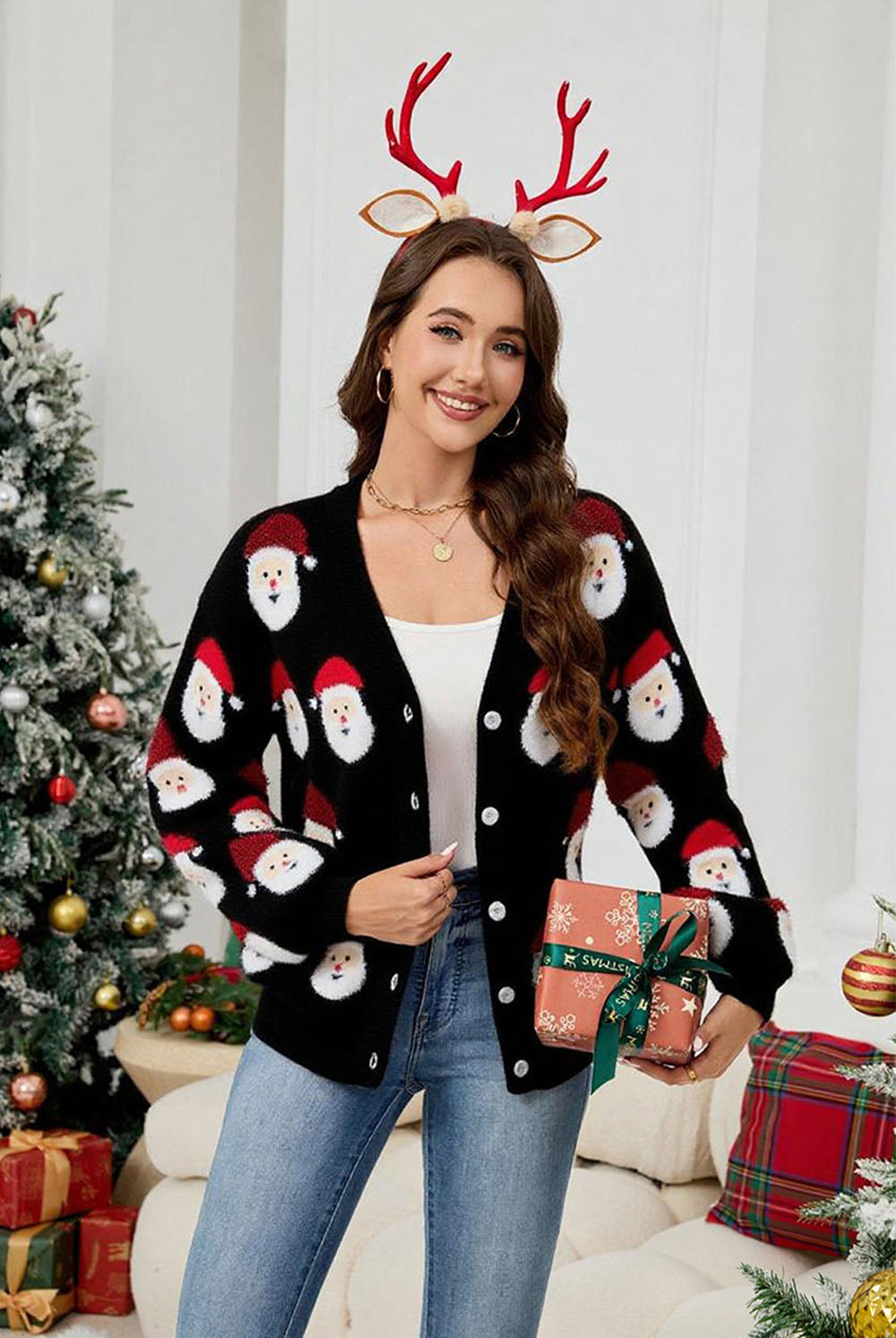 Casual Santa Claus Jacquard Cardigan Sweater | NCS