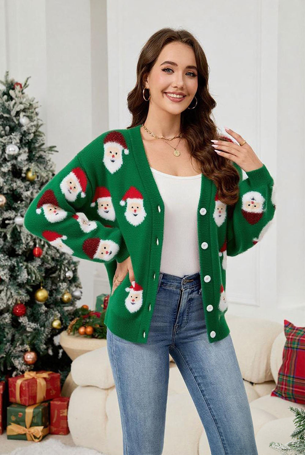 Casual Santa Claus Jacquard Cardigan Sweater | NCS