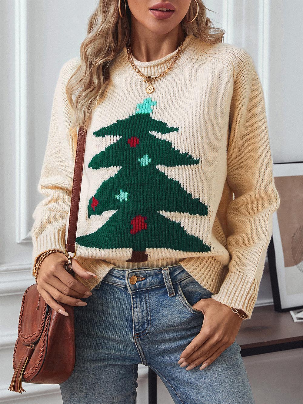 Christmas Tree Loose Holiday Knit Sweater | NCS