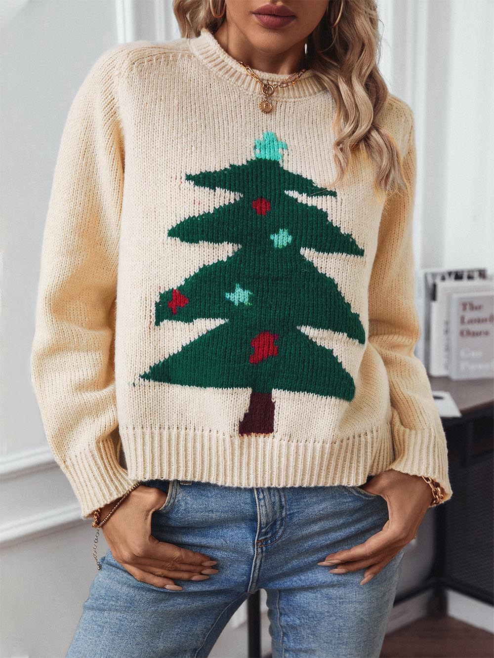 Christmas Tree Loose Holiday Knit Sweater | NCS