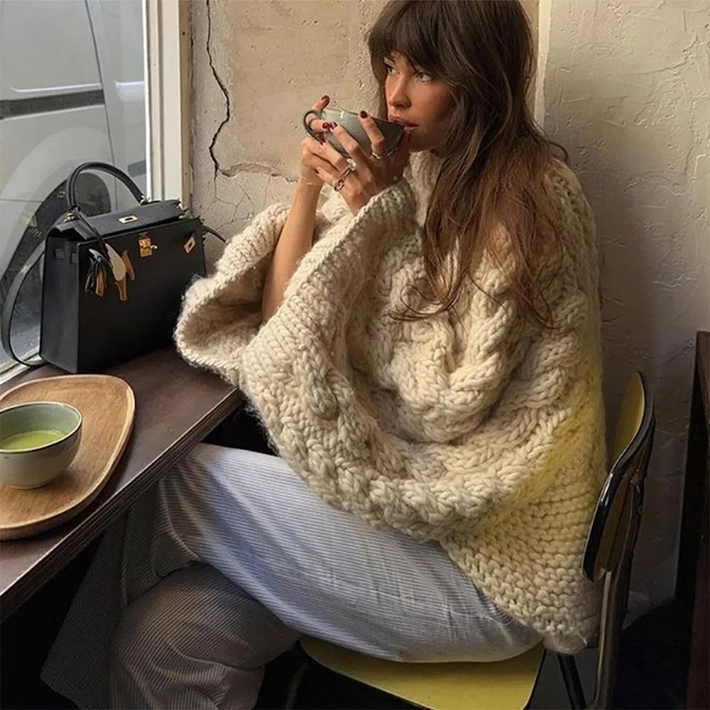 Cozy Bell Sleeve Cable Knit Sweater | NCS