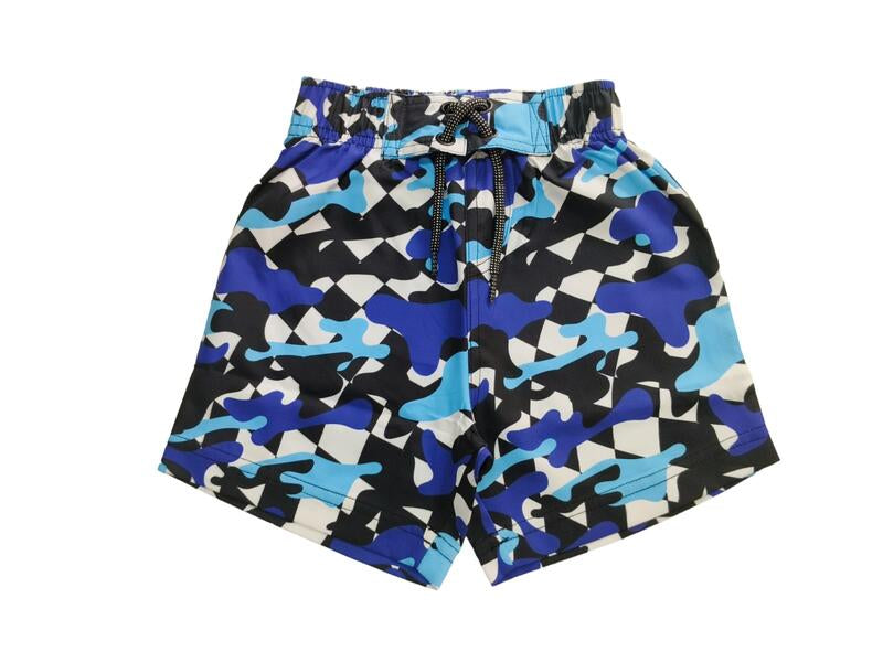 Kids Swim Board Shorts - Checkered Camo