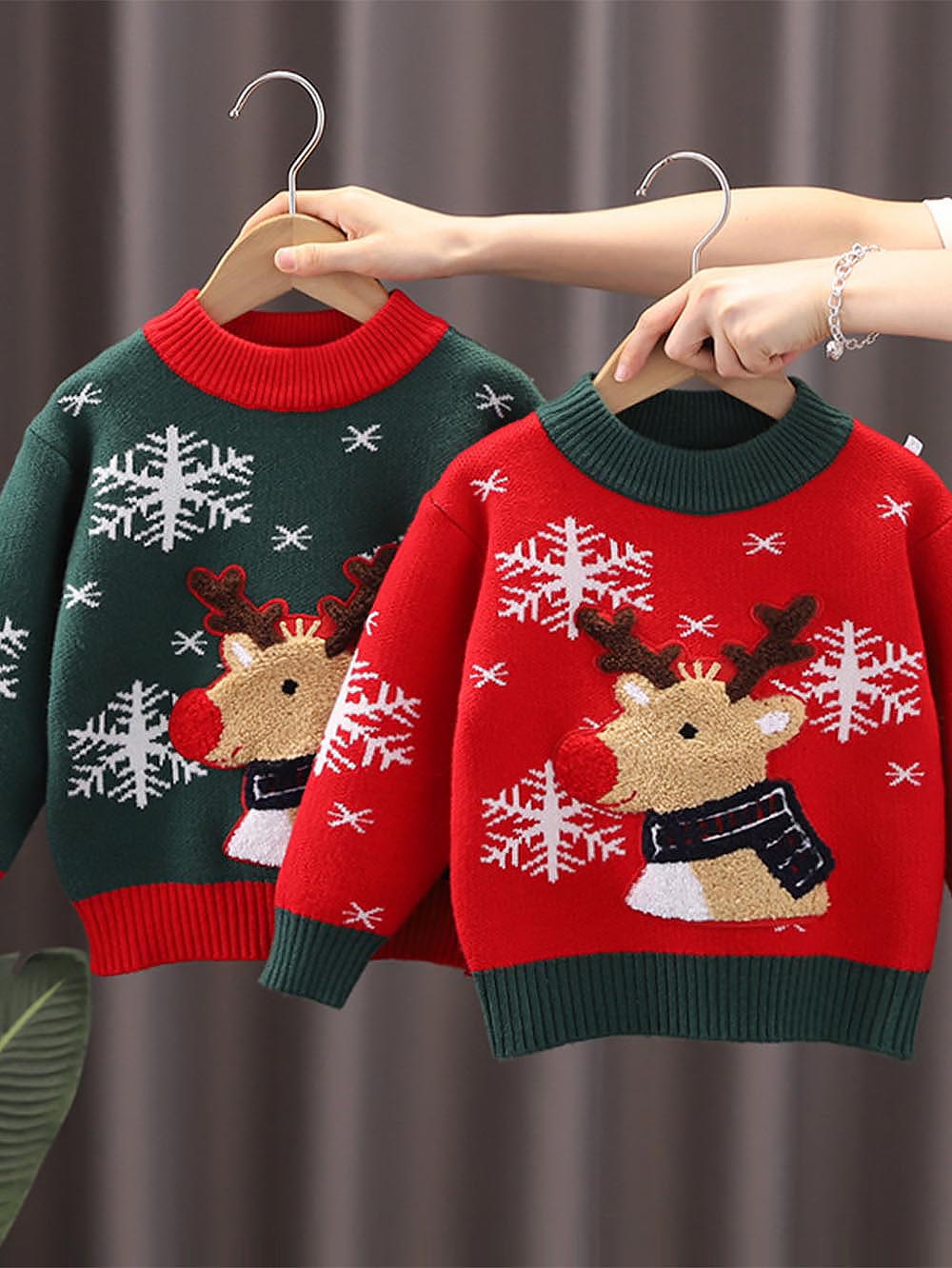 Kids Reindeer Plush Christmas Knit Sweater | NCS