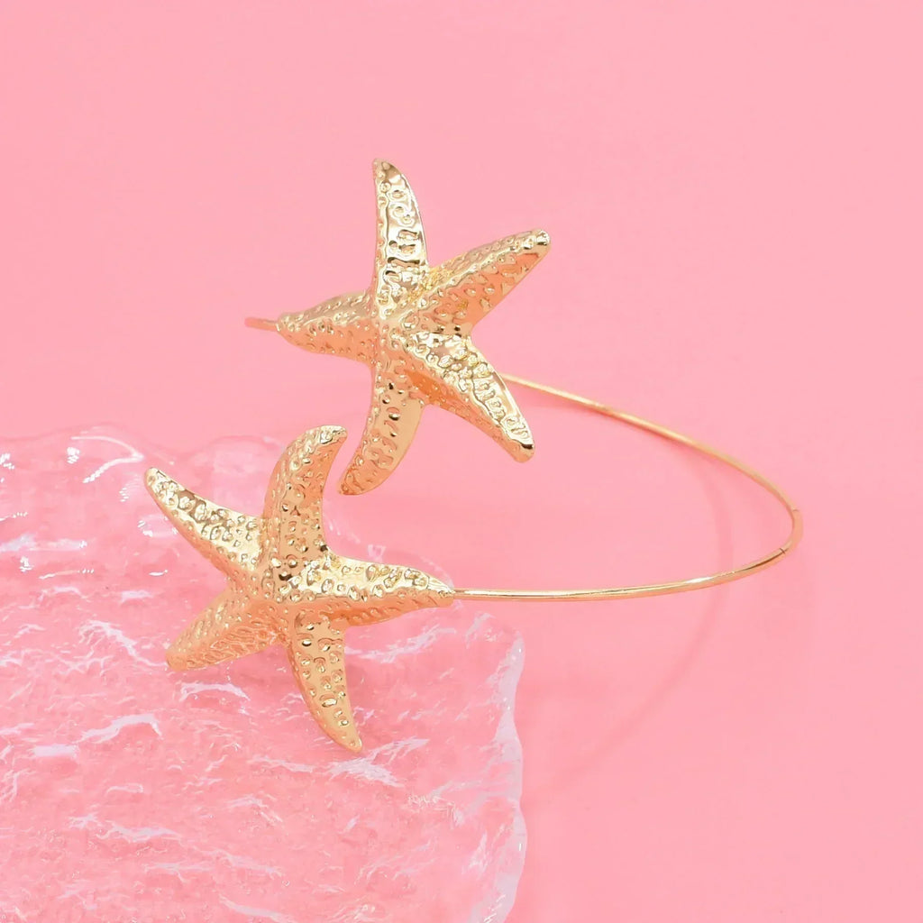 New Fashion Golden Alloy 2 Starfish Arm Bracelet for Women  Summer Beach \Dance Party Cuff Bracelets Jewlery Accessories Gifts