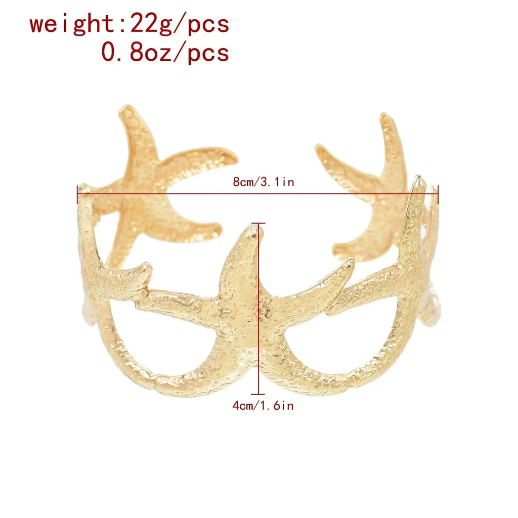 New Fashion Golden Alloy 2 Starfish Arm Bracelet for Women  Summer Beach \Dance Party Cuff Bracelets Jewlery Accessories Gifts