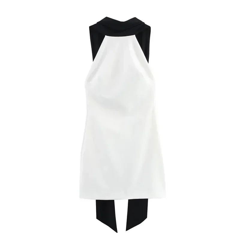 MUJER White Backless Short Dress Woman Halter Elegant Party Dresses for Women off Shoulder Mini Dress Women New in Dresses Woman