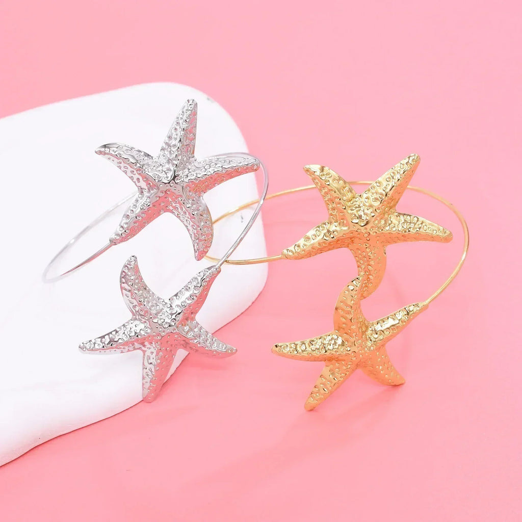 New Fashion Golden Alloy 2 Starfish Arm Bracelet for Women  Summer Beach \Dance Party Cuff Bracelets Jewlery Accessories Gifts