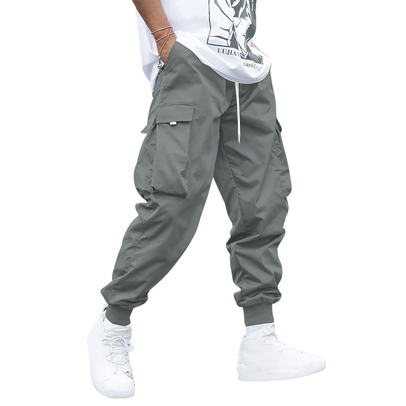 Men’s Multi‑Pocket Drawstring Cargo Pants