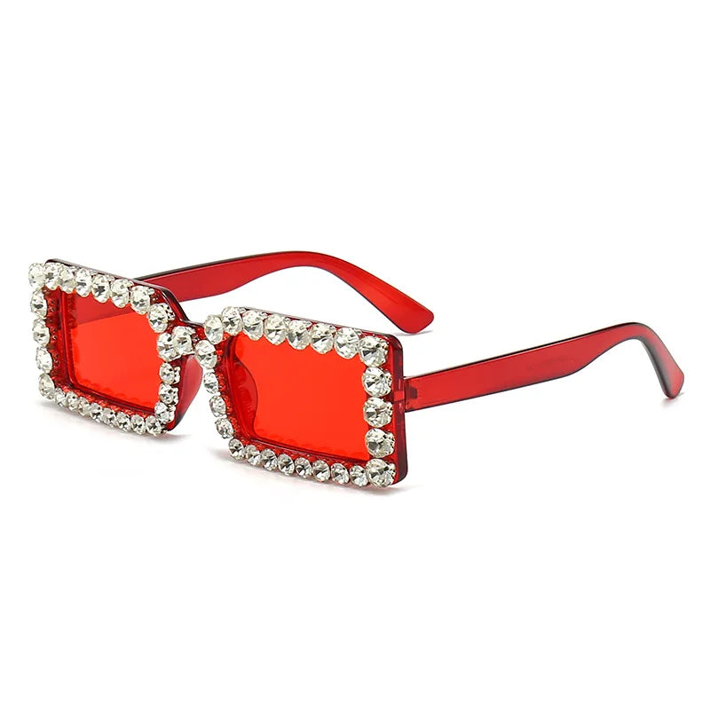 Retro Fashion Diamond Embedded Square Frame Sunglasses