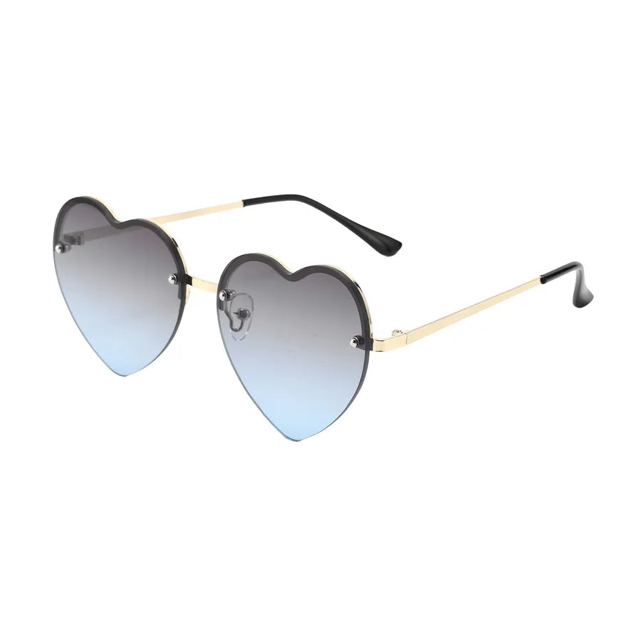 Heart-Shaped Half-Rim Metal Sunglasses
