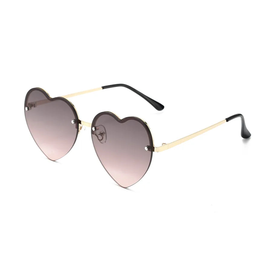 Heart-Shaped Half-Rim Metal Sunglasses