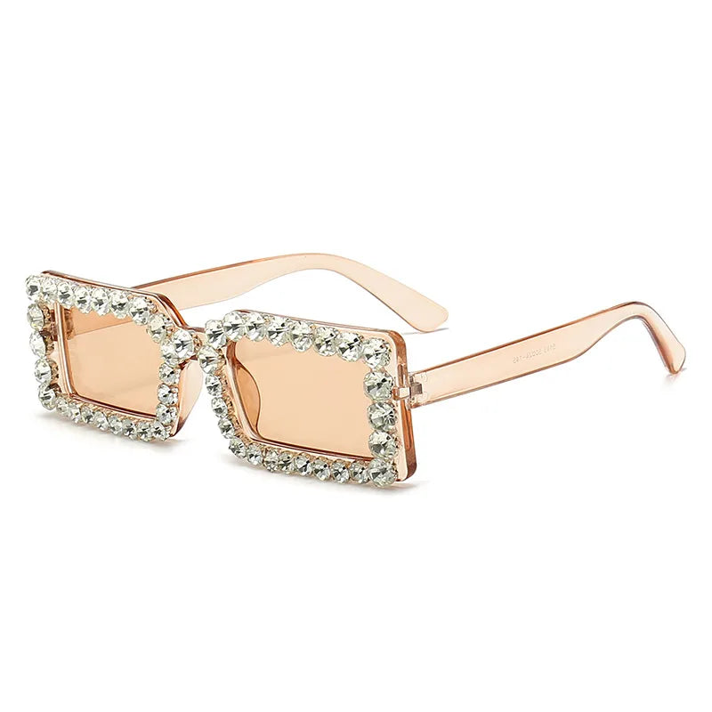 Retro Fashion Diamond Embedded Square Frame Sunglasses
